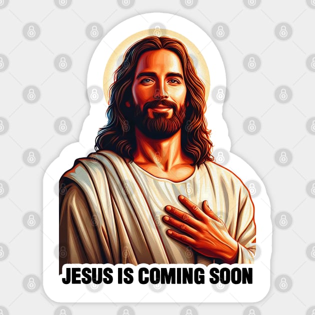 Jesus Christ is coming soon BRB Sticker by Plushism